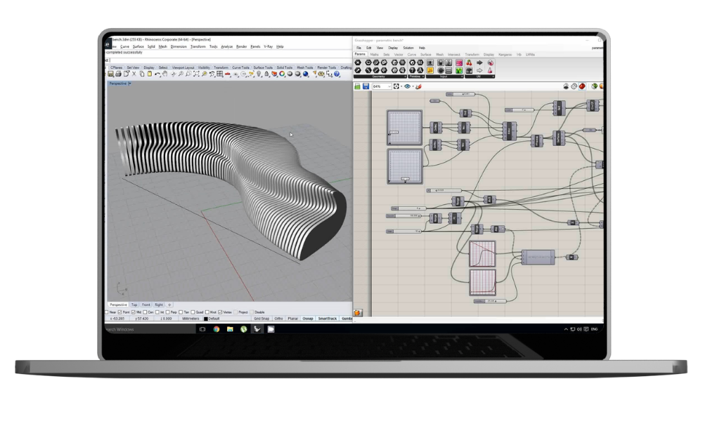 Rhinoceros integrado ao Grasshopper para modelagem paramétrica